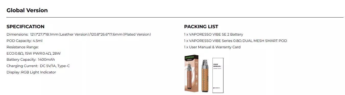 VAPORESSO VIPE SE 2 POD - Beta Vape