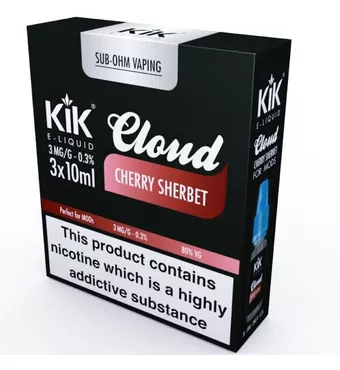 Cherry Sherbet E-Liquid by KiK - 3 x 10ml - Multipack £4.99