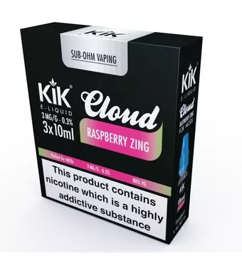 Raspberry Zing E-Liquid by KiK - 3 x 10ml - Multipack £0.99