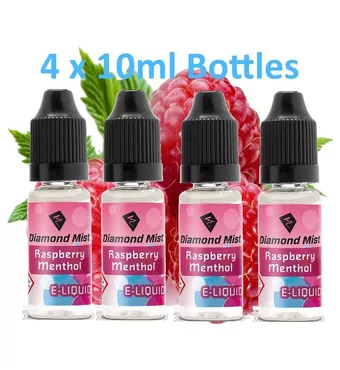 4 x Raspberry & Menthol E Liquid By Diamond Mist E Liquid 40ml £9.89