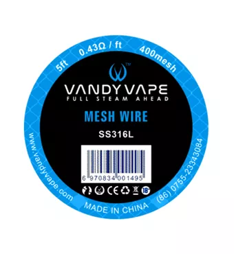 Vandy Vape SS316L Mesh Wire 400mesh 5ft £2.93